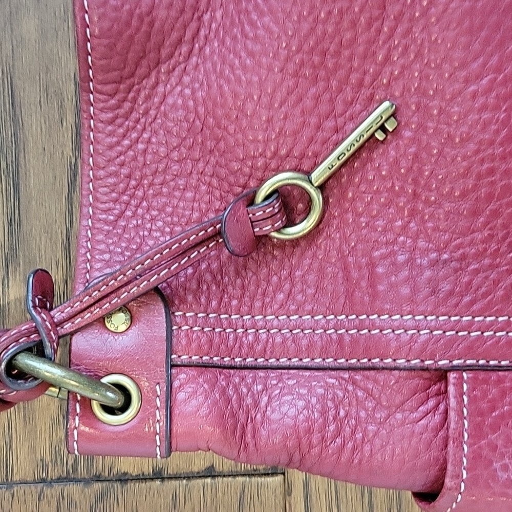 Fossil Red Leather Shoulder Bag